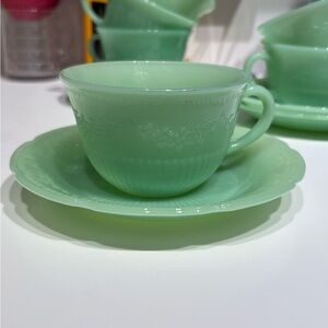 Vintage Fire King Teacup and Saucer - Alice Pattern